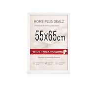 Home Plus Dealz® 55 x 65 cm Large White Picture Frame - Large Poster Frame - Modern MDF Wall Art Holder with High-Clarity Acrylic - For Prints & Puzzles - Horizontal/Vertical Hanging