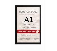 Home Plus Dealz A1 59.4 x 84.1 cm Black MDF Wall Frame with Protective Clear Acrylic Front - Modern Photo, Poster & Art Print Display