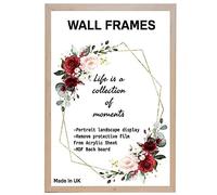 Home Plus Dealz Beech Wall Photo Frame 40 x 50 cm For Display Poster Print Picture With HD Clear Aclyric Front 30x15mm Moulding Metal Hooks MDF Wood