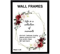 Home Plus Dealz Black Wall Photo Frame 40 x 30 cm For Display Poster Print Picture With HD Clear Aclyric Front 30x15mm Moulding Metal Hooks MDF Wood