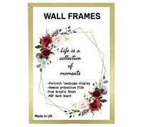 Home Plus Dealz Gold Wall Photo Frame A2-42 × 59.4 cm For Display Poster Print Picture With HD Clear Aclyric Front 30x15mm Moulding Metal Hooks MDF Wood