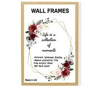 Home Plus Dealz Pine Wall Photo Frame 90 x 60 cm For Display Poster Print Picture With HD Clear Aclyric Front 30x15mm Moulding Metal Hooks MDF Wood