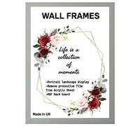 Home Plus Dealz Silver Wall Photo Frame 90 x 60 cm For Display Poster Print Picture With HD Clear Aclyric Front 30x15mm Moulding Metal Hooks MDF Wood
