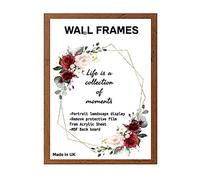 Home Plus Dealz Walnut Wall Photo Frame 42 x 60 cm For Display Poster Print Picture With HD Clear Aclyric Front 30x15mm Moulding Metal Hooks MDF Wood