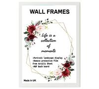 Home Plus Dealz White Wall Photo Frame A2-42 × 59.4 cm For Display Poster Print Picture With HD Clear Aclyric Front 30x15mm Moulding Metal Hooks MDF Wood