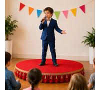 Home Portable Stage Platform, Children'S Stage Platform for Kids' Performances Stage Mat Included High Weight Capacity Ideal for Hosting Public Speaking and Singing(Red B,59x59in)