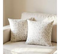 HOME PRIDES 100% Cotton Cushion Covers 45x45cm - Set of 2 Decorative Throw Pillow Covers with Hidden Zipper, Sustainable Square Cushion Covers for Sofa Bed & Living Room, Whispering Vines (Waffel)