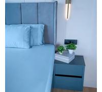 HOME PRIDES Double Fitted Sheet Set - 100% Bamboo Viscose Bed Sheets, Ultra Soft Sateen 3-Piece Bedding, Cooling, Hypoallergenic Bamboo Sheets with 38cm deep fit, Oeko-Tex Certified, Frosted Blue