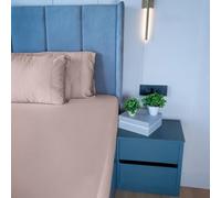 HOME PRIDES Double Fitted Sheet Set - 100% Bamboo Viscose Bed Sheets, Ultra Soft Sateen 3-Piece Bedding, Cooling, Hypoallergenic Bamboo Sheets with 38cm deep fit, Oeko-Tex Certified, Cocoa Blush