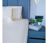 HOME PRIDES Double Fitted Sheet Set - 100% Bamboo Viscose Bed Sheets, Ultra Soft Sateen Sheets, 3-Piece Cooling & Hypoallergenic Bamboo Sheets with 38cm deep fit, Oeko-Tex Certified, Pearl Ivory