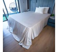 HOME PRIDES Double Flat Sheets Set - 100% Bamboo Viscose Bed Sheets, Ultra Soft Luxury Sateen 3-Piece Bedding, Breathable, Cooling, Hypoallergenic Bamboo Sheets, Oeko-Tex Certified, Light Caramel