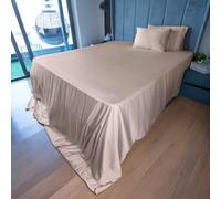 HOME PRIDES King Flat Sheet Set - 100% Bamboo Viscose Bed Sheets, Ultra Soft Luxury Sateen 3-Piece Bedding, Breathable, Cooling, Hypoallergenic Bamboo Sheets, Oeko-Tex Certified, Cocoa Blush