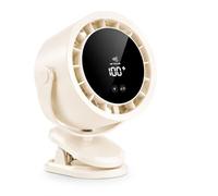 Home Pro Breeze Rechargeable Clip On Fan, Quiet USB-C Portable Desk Fan with 100 Speed Control, Wired or Wireless Battery Operated Mini Fan for Travel Pushchair, Office, Bedroom, Camping (Cream White)