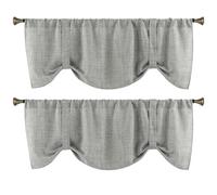 Home Queen Tie Up Linen Window Valance for Kitchen, Balloon Bahtroom Window Valence, 2 Pack, 54 X 18 Inch, Dark Grey