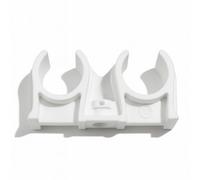 Home Range 10X 22mm Double Snap-In Open Pipe Clip White - Twin Plastic Wall Mount Bracket For Secure Pipe Fixing, Heating & Plumbing