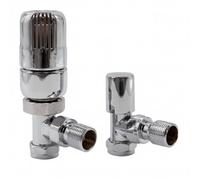 Home Range 15mm Angle Westherm Classic Trv Twin Pack Chrome - Thermostatic Radiator Valve And Lockshield Set For Heating