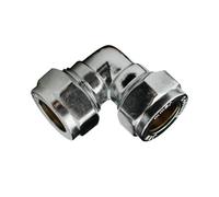 Home Range 15mm Chrome Compression Elbow - C X C 90 Degrees Pipe Fitting Connector For Plumbing And Heating
