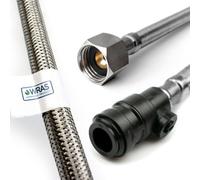 Home Range 1X 15mm Push-Fit With Isolation Valve X 1/2" Bsp (500mm Long) Wras Approved Pushfit Flexible Tap Connector Flexi Pipe