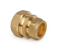 Home Range 22mm X 15mm Compression Straight Reduced Coupling - Brass Pipe Fitting Reducer Bg