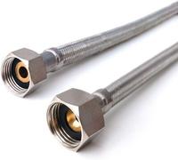 Home Range 2X 3/8" X 1/2" Bsp (500mm Long) Flexible Tap Connector Flexi Pipe For Bathroom, Kitchen, Boilers (Available In 2 Lengths)
