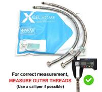 Home Range 2X Wras Approved M10 (10mm) X 1/2 Bsp (500mm) Flexible Tap Connector Flexi Pipe For Monobloc Mixer Taps (Available In 3 Lengths)