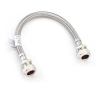 Home Range 300mm WRAS Approved Stainless BSP 15mm x 15mm | Available in 2 Lengths | Compression Steel Braided Flexible Pipe Connector, 15 Bar Max Working Pressure, 85°C Max Temperature, Kitchens