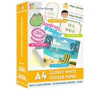 Home Range 50 Sheets A4 Glossy Self-Adhesive Sticker Paper, White Printable A4 Sticky Back Labels Compatible with Inkjet & Laser Printers for Home, Office & Craft Projects