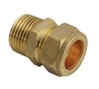 Home Range 5X 15mm X 1/2" Male Iron Taper Straight Adaptor - Brass Compression Fitting