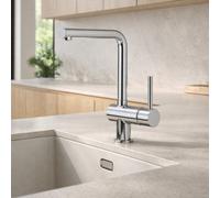 Home Range Adorn Horizontal Spout Kitchen Mixer - Single Lever, Sleek Modern Design, Chrome Finish