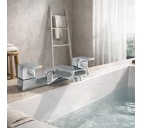 Home Range Araya Castillo Bath Filler Chrome - Modern Waterfall Bath Tap, Dual Lever Design, Solid Brass Body, Polished Finish