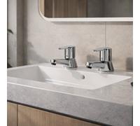 Home Range Araya Urban Bath Tap Pair - Chrome Finish, Solid Brass Construction, Lever Handles, Modern Rounded Design