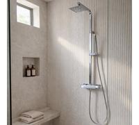 Home Range Barrio Extendable Full Shower System Chrome - Adjustable Overhead Rain Shower & Handset With Thermostatic Bar Valve