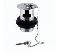 Home Range Basin Slotted Waste With Chrome Plug & Chain - Traditional Brass Plug Waste For Basins With Overflow
