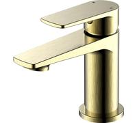 Home Range Basin Tap (35mm Cartridge) with Click Clack Waste | Brushed Gold Single Lever Cloakroom Mixer Tap | Brass Construction | Modern Bathroom Tap Design