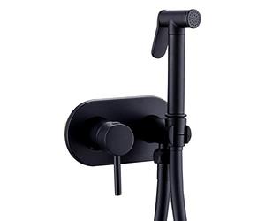 Home Range Black Concealed Hot & Cold Brass Bidet Spray Douche Set | 1.2m Smooth PVC Hose & Adjustable Brass Shower Head | Muslim Shattaf | Hygiene Toilet Spray Cleaner | Handheld Bathroom Attachment