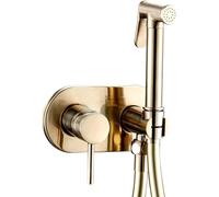 Home Range Brushed Gold Concealed Bidet Sprayer Set | Include 1.2m Smooth PVC Shower Hose & Shower Head | Brass Douche Muslim Bidet Shattaf Shower | Bathroom Toilet Cleaner with Dual Handles- Set of 1