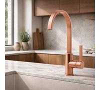 Home Range Carna Single Lever Swept Spout Kitchen Mixer Tap Copper - Modern High Spout Design For Smooth Water Flow Control
