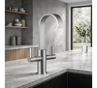 Home Range Carna Swept Spout Kitchen Mixer Tap Chrome - Dual Handle Design, Solid Brass Body, Modern Style, Durable & Reliable