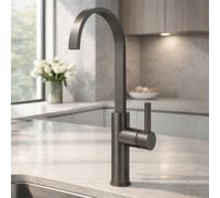 Home Range Carna Swept Spout Kitchen Mixer Tap - Gunmetal, Single Lever, Modern Design For Uk Sinks