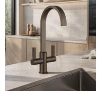 Home Range Carna Swept Spout Two Handle Kitchen Mixer Tap Gunmetal Finish - Durable Brass Body, Modern Design, Easy Operation