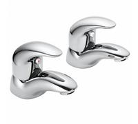 Home Range Chi Basin Tap Pair Chrome - Contemporary Lever Handle Bathroom Taps, Solid Brass Body, Durable Polished Finish