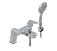 Home Range Chrome Square Statement Bath & Shower Mixer Chrome - Dual Lever, Premium Handset Kit