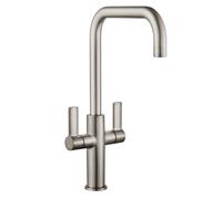 Home Range Clever Alpina Right Two Handle Kitchen Mixer Tap Brushed Nickel - Dual Lever Swivel Spout Modern Design