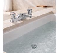 Home Range Clever Araya Mercia Modern Bath Filler Tap Chrome - Dual Handle Bath Mixer With Durable Brass Body & Smooth Control