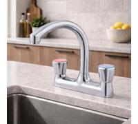 Home Range Clever Araya Mercia Modern Deck Kitchen Mixer Tap Chrome - Dual Handle Design For Hot & Cold Water Control