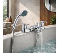 Home Range Clever Araya Mercia Qt Bath & Shower Mixer Chrome - Lever Handle Bath Filler Tap With Shower Handset & Hose