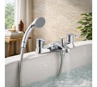 Home Range Clever Araya Mercia Urban Bath & Shower Mixer Chrome - Modern Dual Handle Bath Tap With Shower Handset & Hose