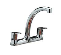 Home Range Clever Araya Mercia Urban Deck Mounted Kitchen Mixer Tap Chrome - Dual Lever - Modern Design - Brass Build