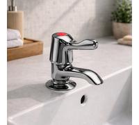 Home Range Clever Chrome Basin Pillar Taps, Modern Tap For Classic Two-Hole Basins, Hot Tap Only