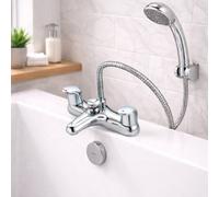 Home Range Clever Haze Bath & Shower Mixer Chrome - Dual Lever Tap With Handset, Solid Brass Construction, Modern Design